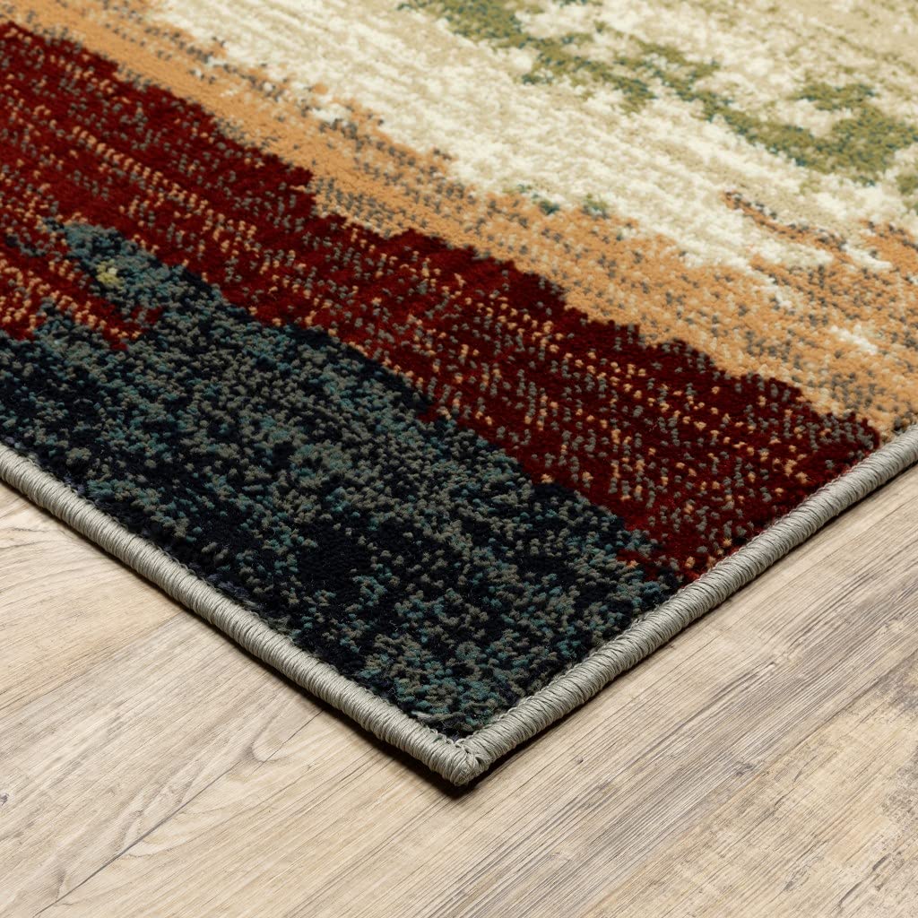HomeRoots Multi Polypropylene 5’ x 7’ Modern Abstract Indoor Area Rug