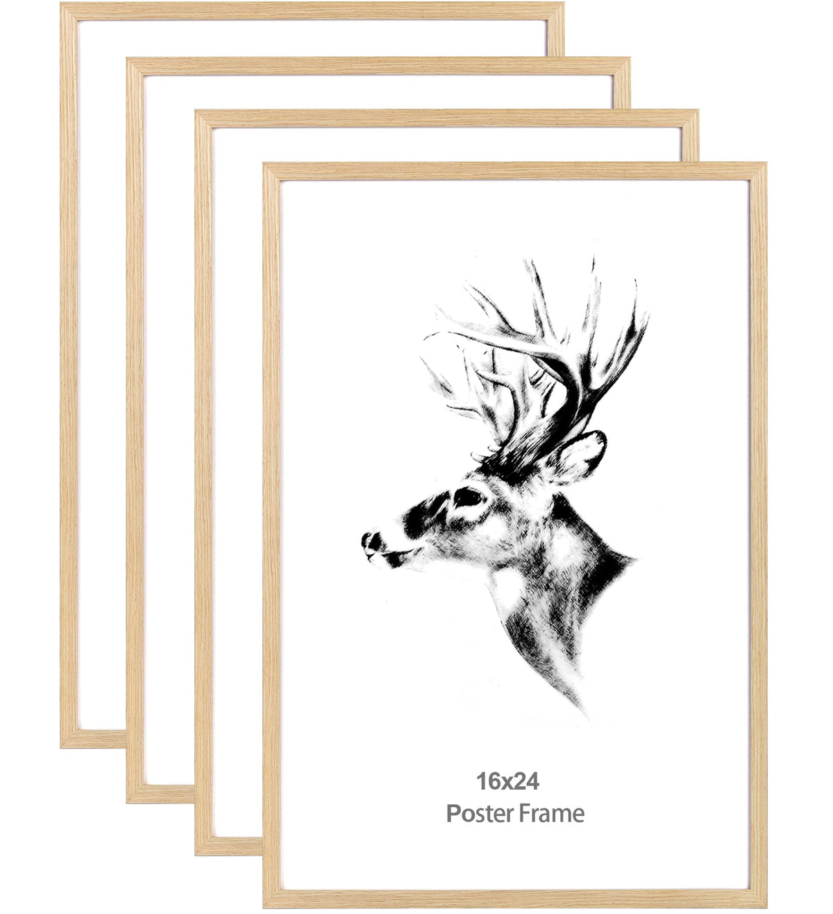 Yaetm 16x24 Picture Frames, Natural Solid Oak Wood Frame 16 x 24 inch, Ideal for Wall Gallery and Poster, Wall Mount (4 Pack, Oak)