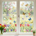 9 Sheets Spring Window Clings Decor, Flower Butterfly Window Stickers for Home, Office & Classroom, Tulip Floral Decals Decorati