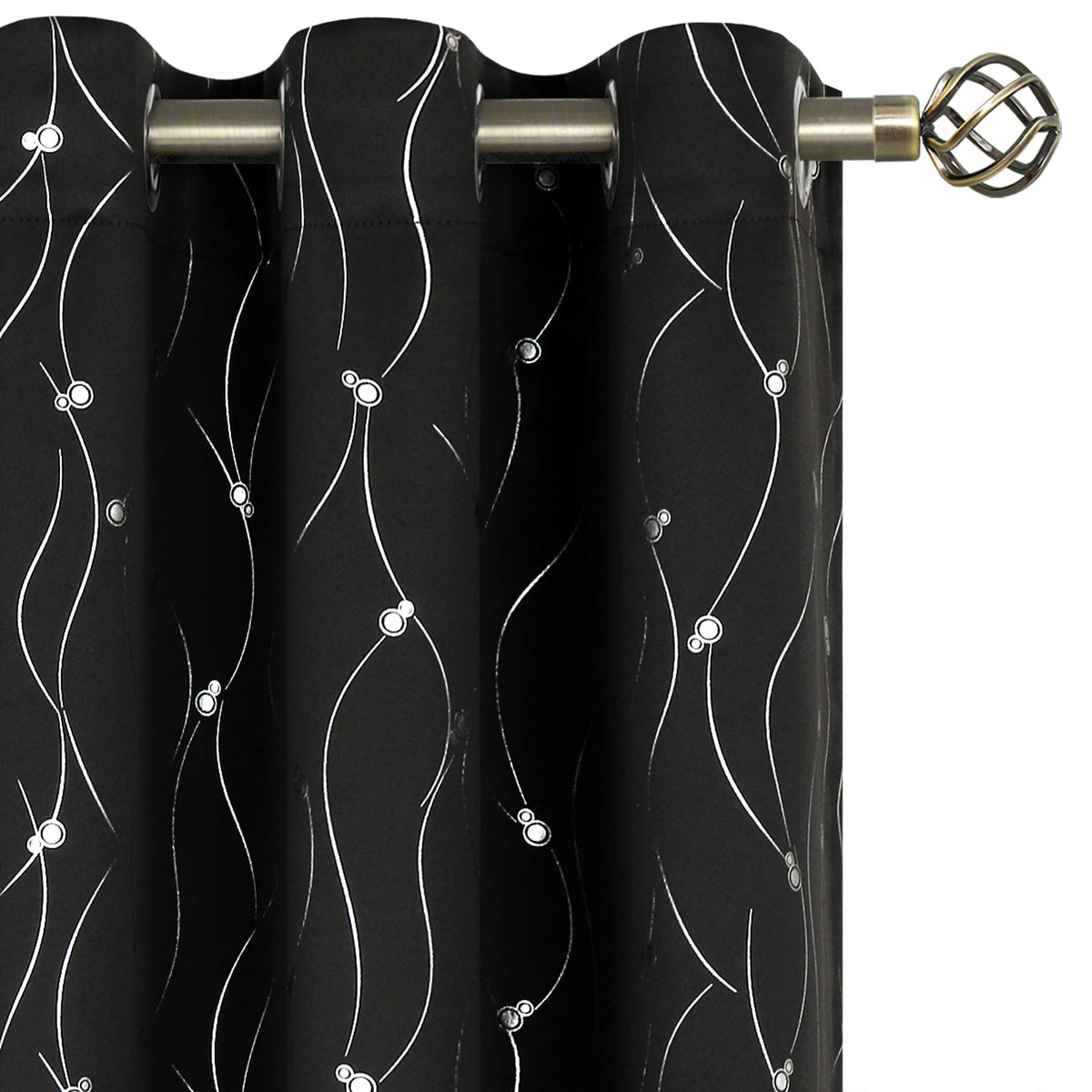 Bgment Black Blackout Curtains 63 Inch Length 2 Panels Set Grommet Thermal Insulated Room Darkening Window Curtains With Wave Li