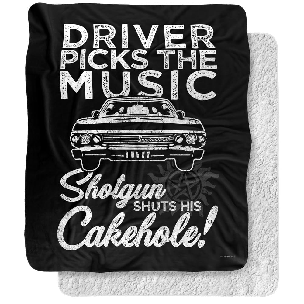 Supernatural Blanket, 50'X60', Driver Picks Music Silky Touch Sherpa Back Super Soft Throw Blanket