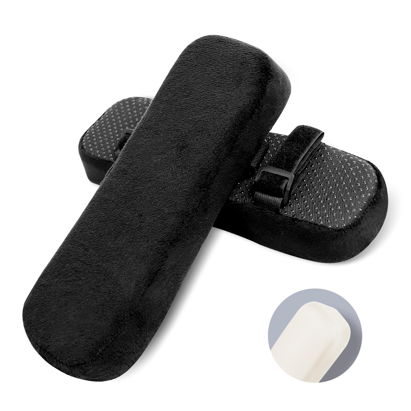 Zncmrr 2 Pack Office Chair Armrest Pads Covers With Memory Foam Elbow Pillow For Forearm Pressure Relief, Black Arm Rest Covers