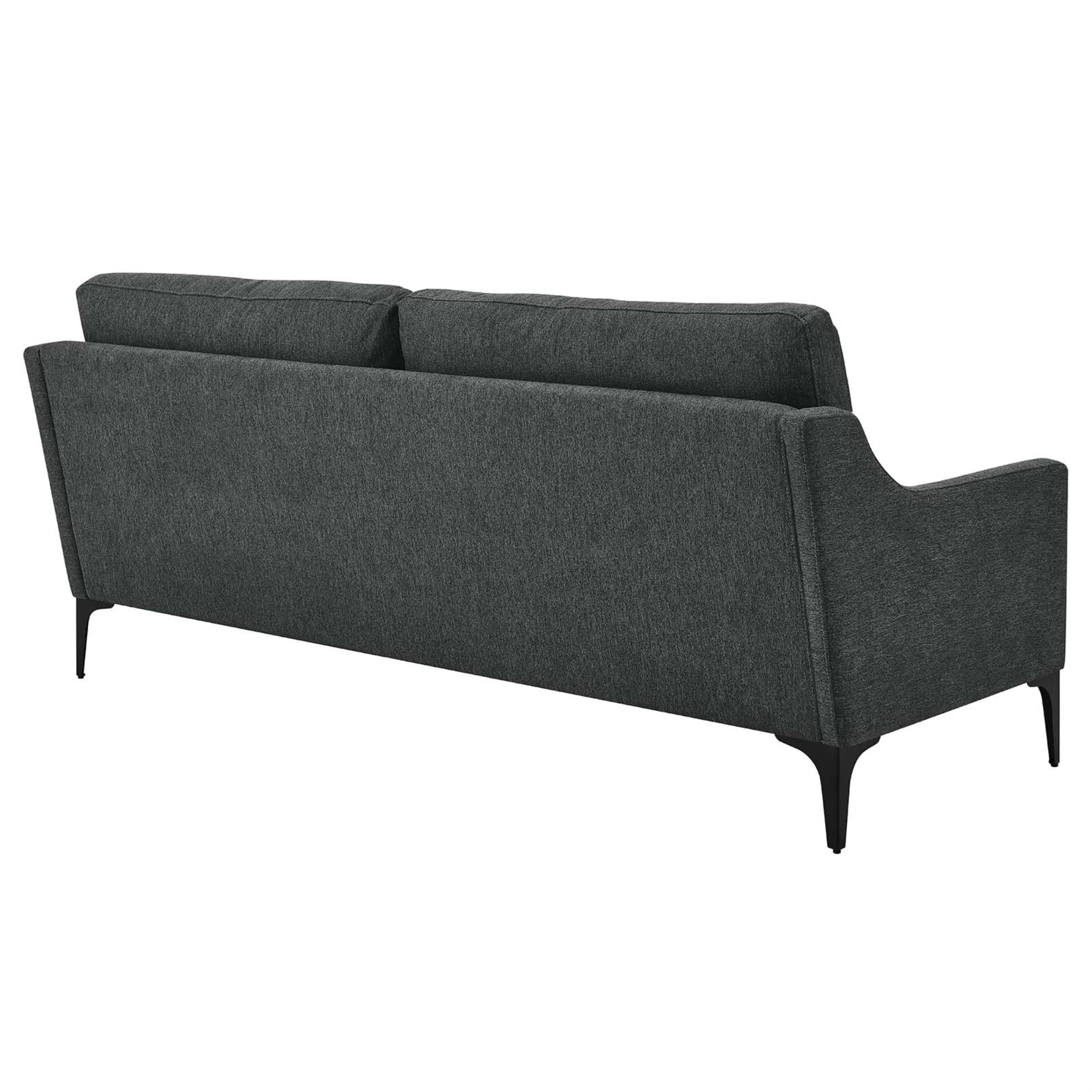Modway Corland Upholstered Fabric And Metal Sofa In Charcoal