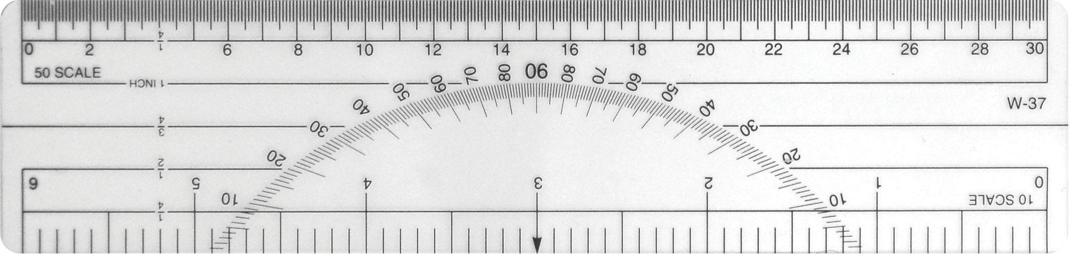 Westcott Protractor Ruler 6', 10Ths, 50Ths, Transparent (W-37)