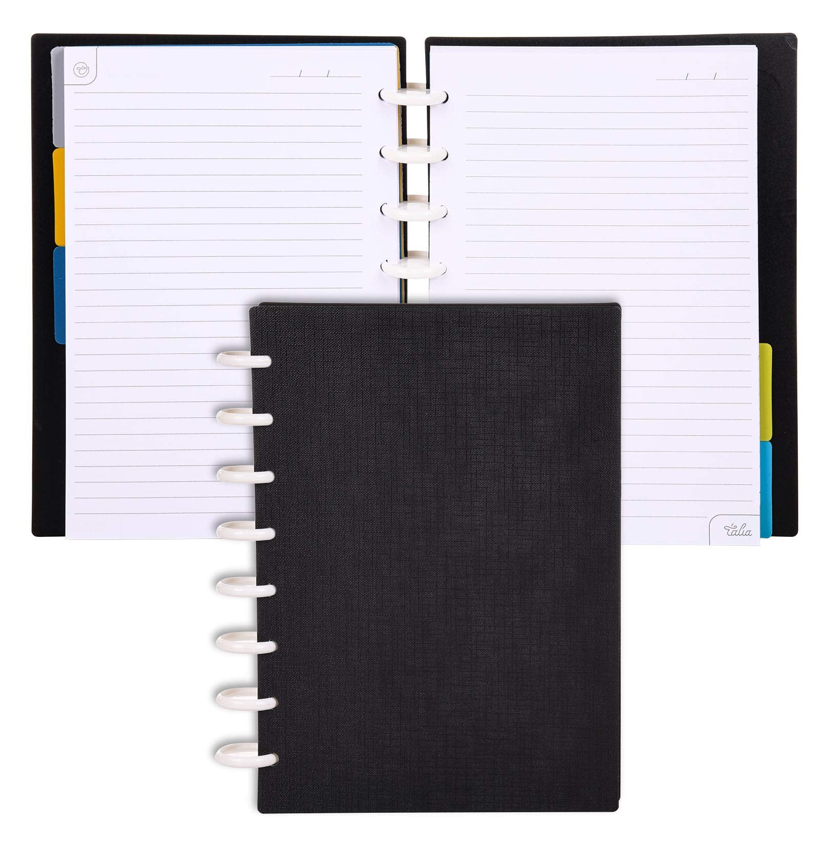 Talia Discbound Notebooks, Planner, Customizable, (Black, Junior (5.5In X 8.5In))