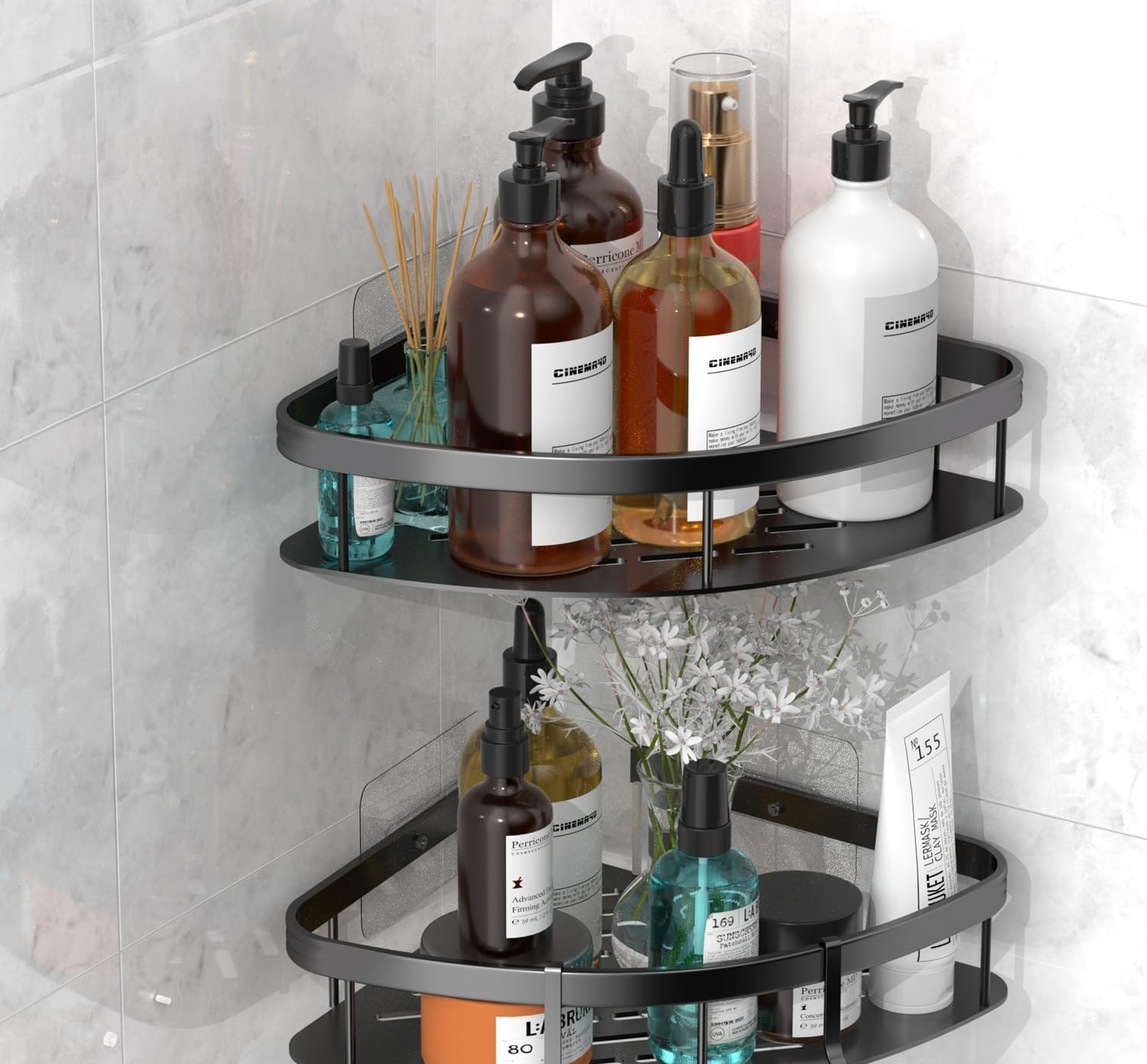 Vedtra SelfAdhesive Multipurpose Wall Mounted Bathroom Shelves | SpaceSaving Storage Organizer Racks For Bathroom And Kitchen 