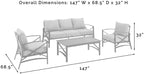 Crosley Furniture Kaplan 4-Piece Outdoor Sofa Patio Furniture Set, Conversation Sets For Porch, Deck, Oiled Bronze With Oatmeal Cushions