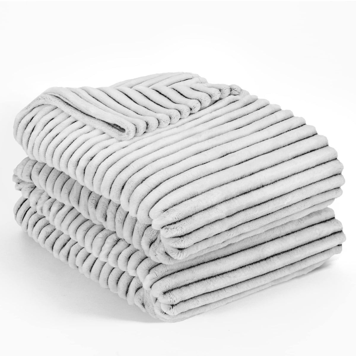 Pavilia Soft Fleece King Bed Blanket Black And White, Large Fuzzy Plush Flannel Blanket, Warm Cozy Ribbed Microfiber Blanket For