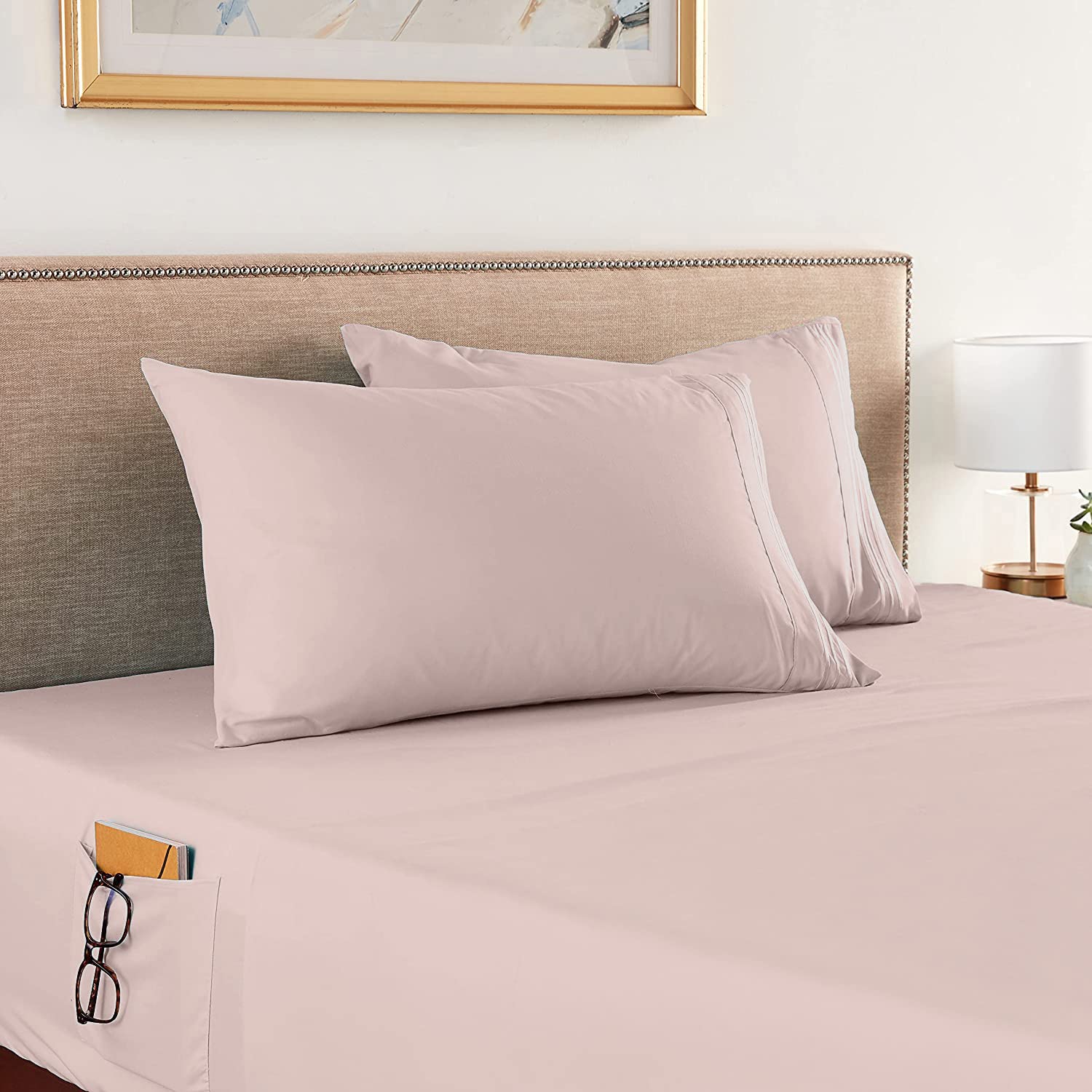 Elegant Comfort 4-Piece Smart Sheet Set - Luxury Soft 1500 Thread Count Egyptian Quality Microfiber, Wrinkle Resistant With Side