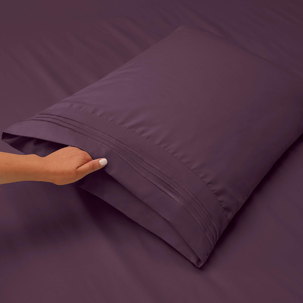 Clara Clark Queen Sheets, 6 Piece Set - Hotel Luxury Sheets For Queen Size Bed, Super Soft Bedding Sheets & Pillowcases, Queen Size Sheets, Eggplant Purple