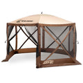 CLAM Pop Up Screen Tent, Outdoor Camping Gazebo Canopy, Escape, 11.5, Brown - Heavy-Duty Portable Screened Shelter with Netting