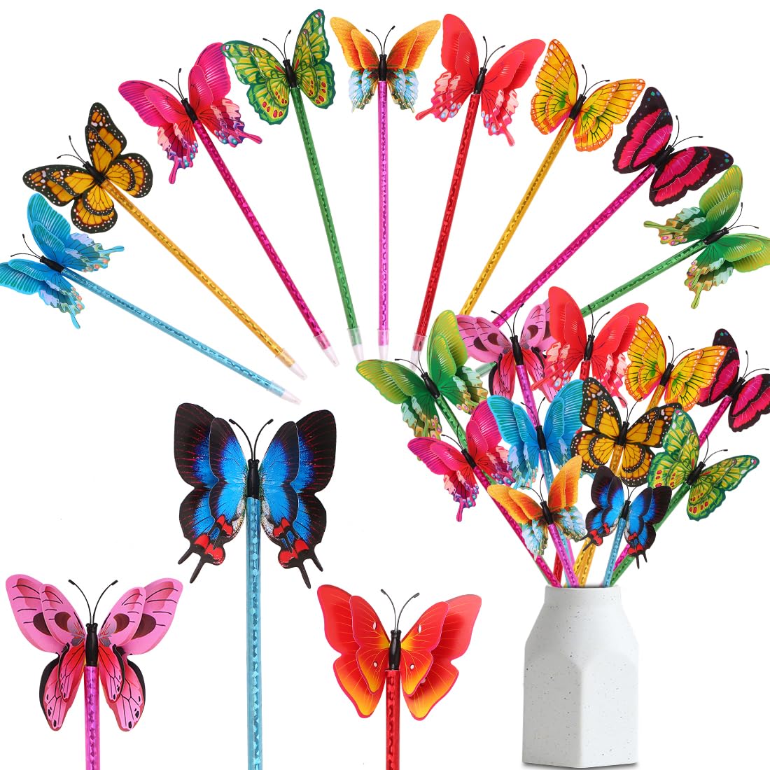 Leery 12 Pieces 3D Butterfly Ballpoint Pens,0.5Mm Random Butterfly Black Ink Pens For School Office Supplies Home Bedroom Decor,