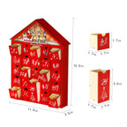 Mortime 24 Day Red House Advent Calendar With Lighted Reindeer Sled Christmas Tree Snowflake, Lighted Wooden Countdown To Christ