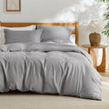 Bedsure Grey Duvet Cover Oversized Queen Size - Soft Double Brushed Duvet Cover For Kids With Zipper Closure, 3 Pieces, Includes