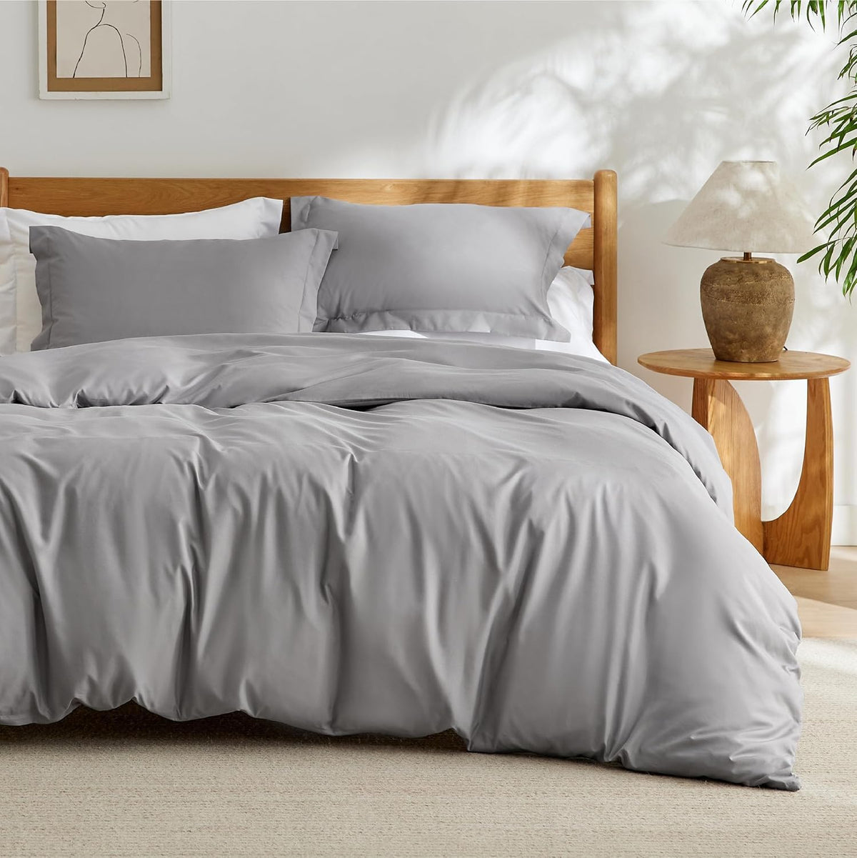 Bedsure Grey Duvet Cover Oversized Queen Size - Soft Double Brushed Duvet Cover For Kids With Zipper Closure, 3 Pieces, Includes