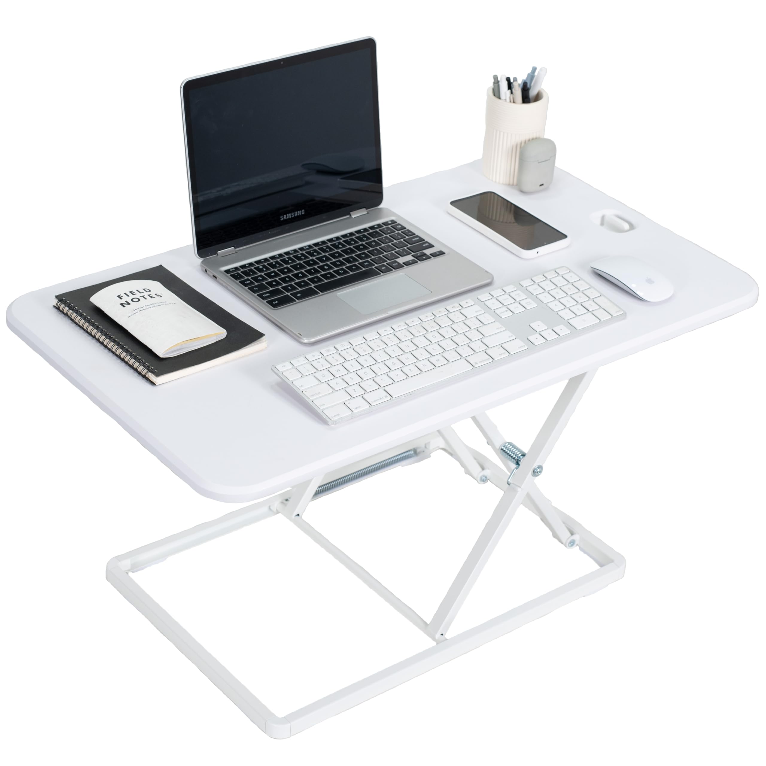 Vivo Ultra-Slim 32 Inch Single Top Height Adjustable Standing Desk Riser, Compact Sit Stand Desktop Converter For Monitor Or Lap