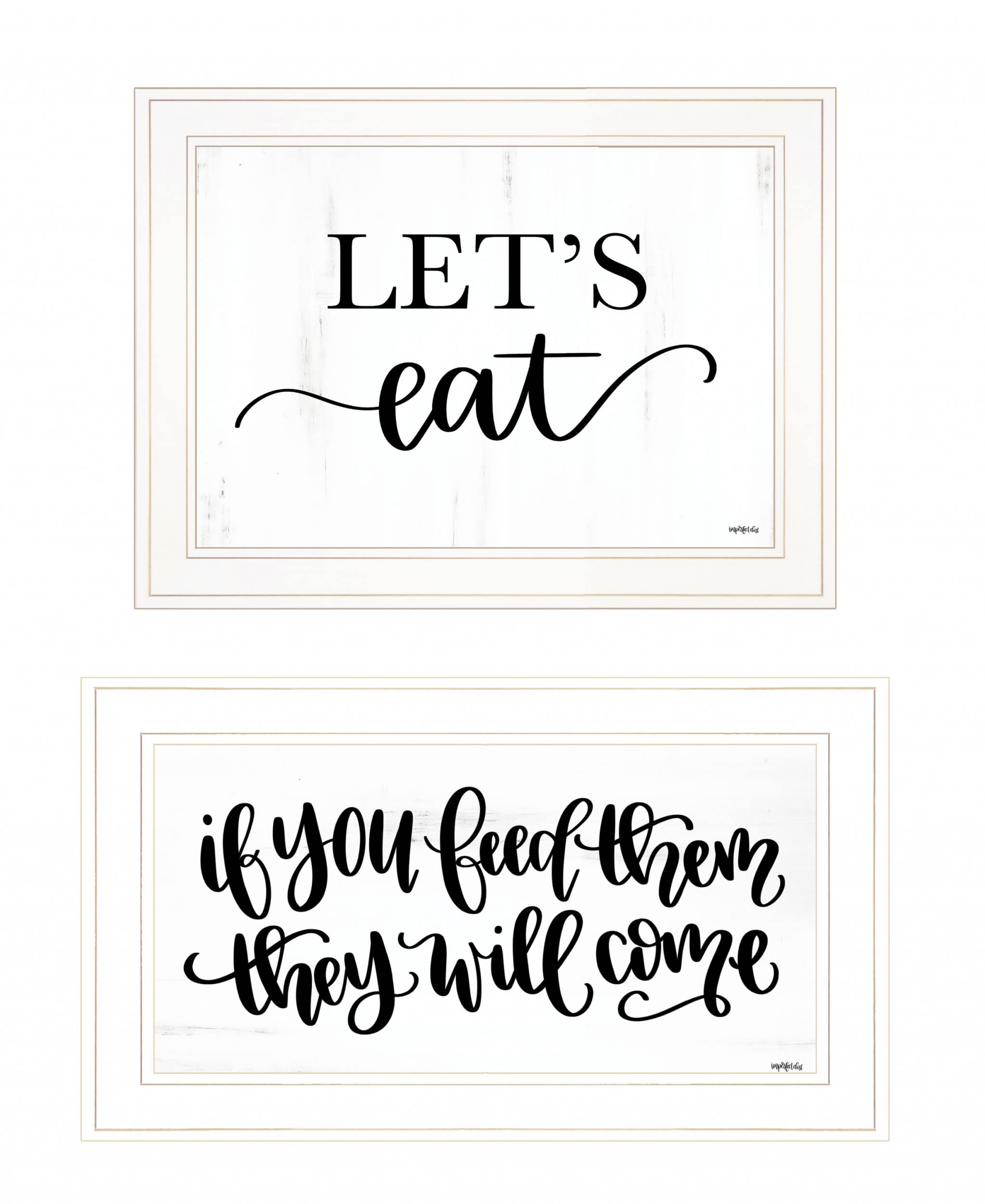 Set Of Two Lets Eat Or Feed Them 1 White Framed Print Wall Art
