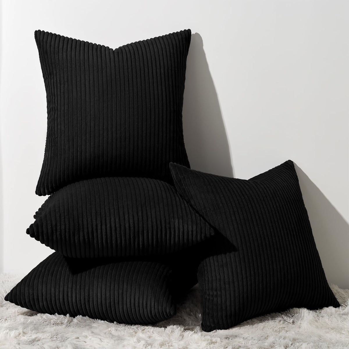 Topfinel Decorative Black Throw Pillow Covers Cushion Cases, Set Of 4 Soft Velvet Modern Double-Sided Designs Match For Home Dec