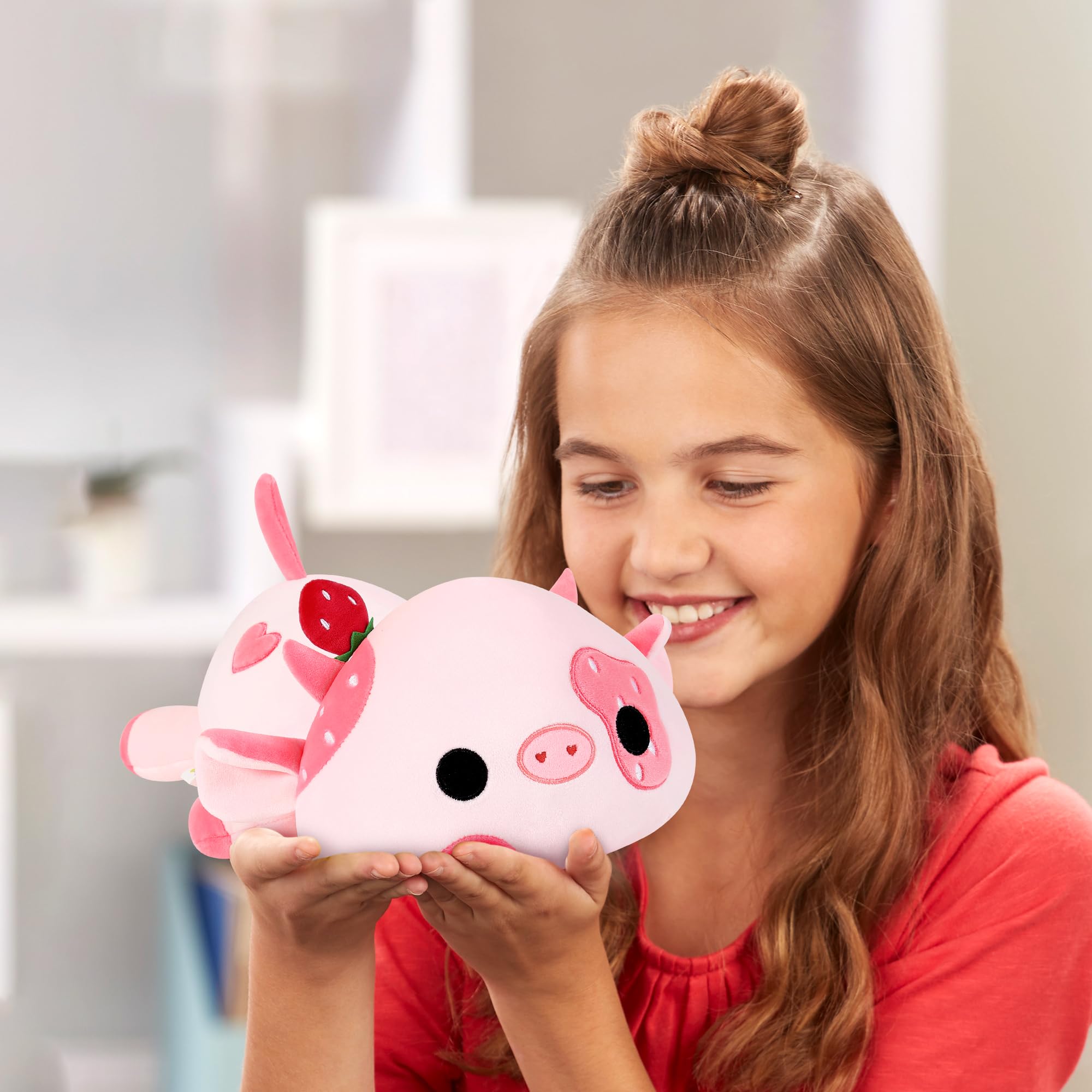Onsoyours Cute Cow Plushie, Soft Stuffed Strawberry Cow Squishy Plush Animal Toy Pillow For Kids (Strawberry Cow, 9')
