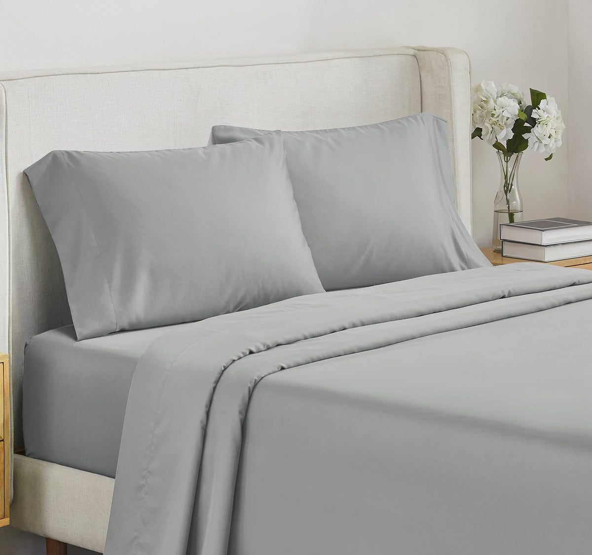 California Design Den - Finest Bed Sheets Queen Size, Soft 100% Cotton Cooling Sheets Deep Pockets Snug Fit Elastic, 500 Thread
