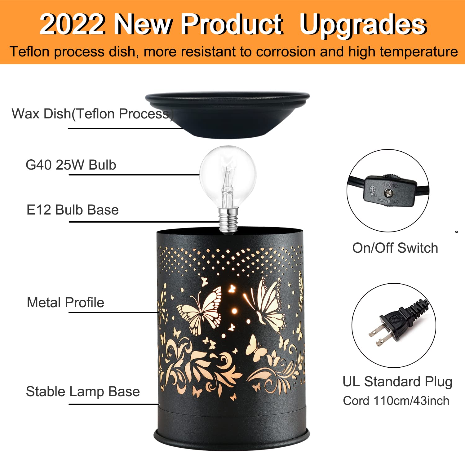 Kobodon Metal Wax Warmer,Wax Melt Warmer,Candle Wax Burner, Electirc Wax Melt Warmer Candle Melter As Gifts For Moms Grandma Wom