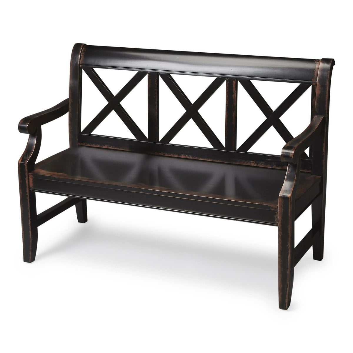 HomeRoots Wood Modern Rustic Black Bench