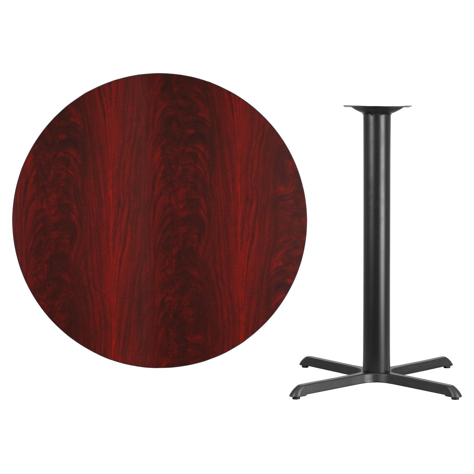 Flash Furniture Stiles 42'' Round Mahogany Laminate Table Top with 33'' x 33'' Bar Height Table Base