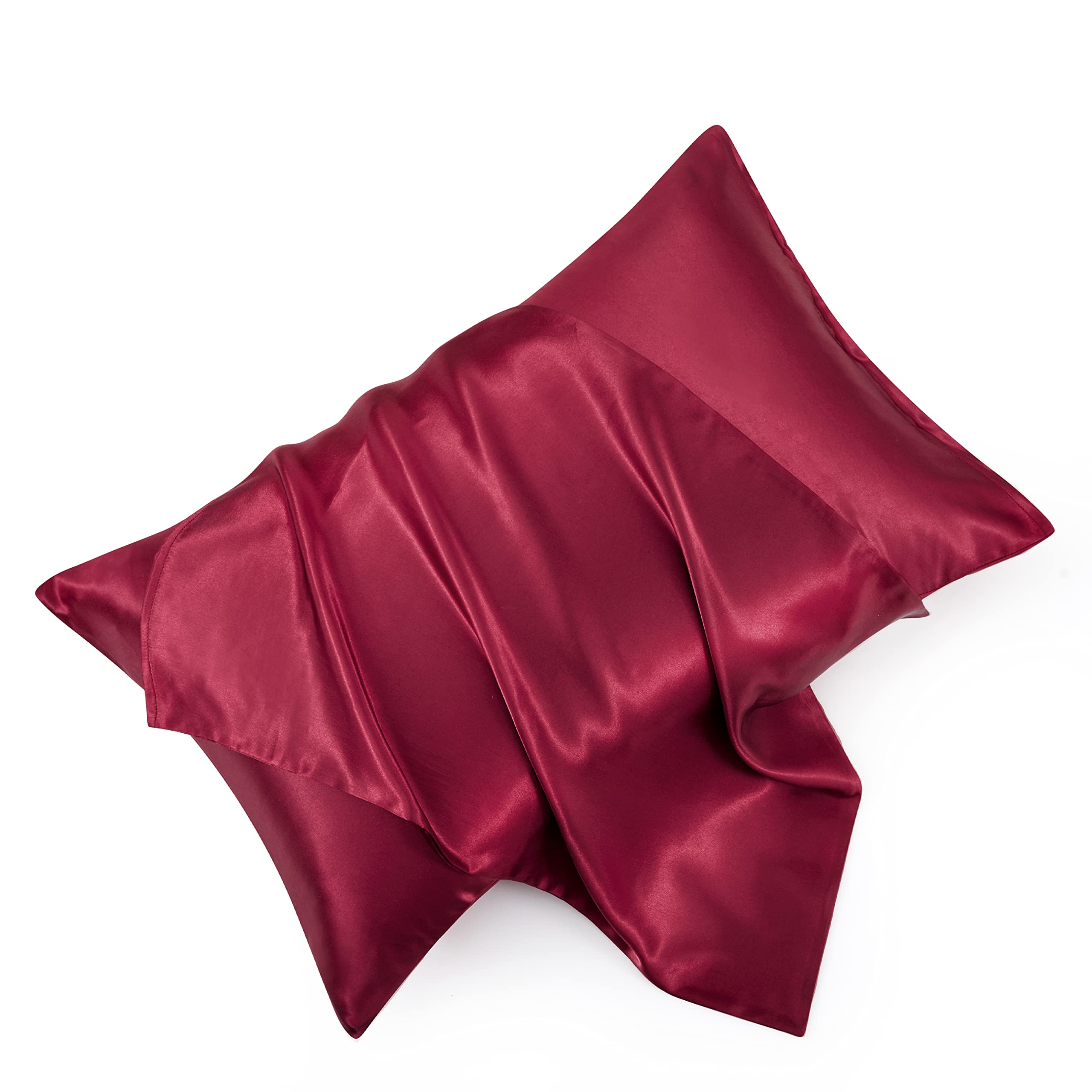 Hommxjf King Size Satin Pillowcase Set Of 2 With Envelope Closure,Wine Red Silk Pillowcase For Hair And Skin (20X36)
