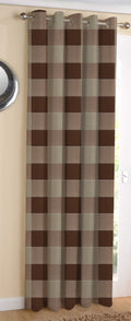 AIRWILL Cotton Self Design Blackout and Room Darkening Long Door Curtains (Brown, 9ft)