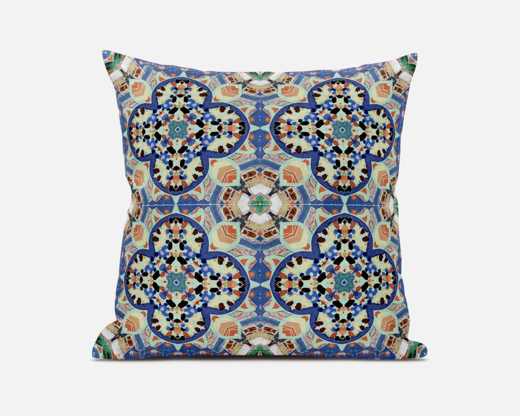 HomeRoots Blue Purple Peach Blue Peach Cloverleaf Boho Suede Throw Pillow