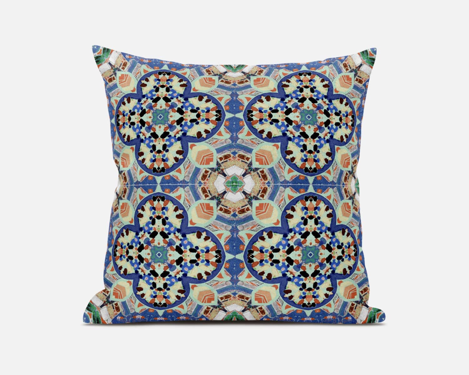 HomeRoots Blue Purple Peach Blue Peach Cloverleaf Boho Suede Throw Pillow