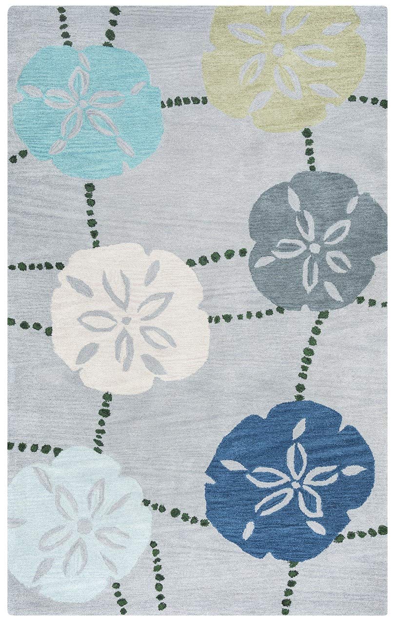 Cedar Key 2'6&quot; X 8' Coastal Blue/Gray/Rust/Blue Hand-Tufted Area Rug