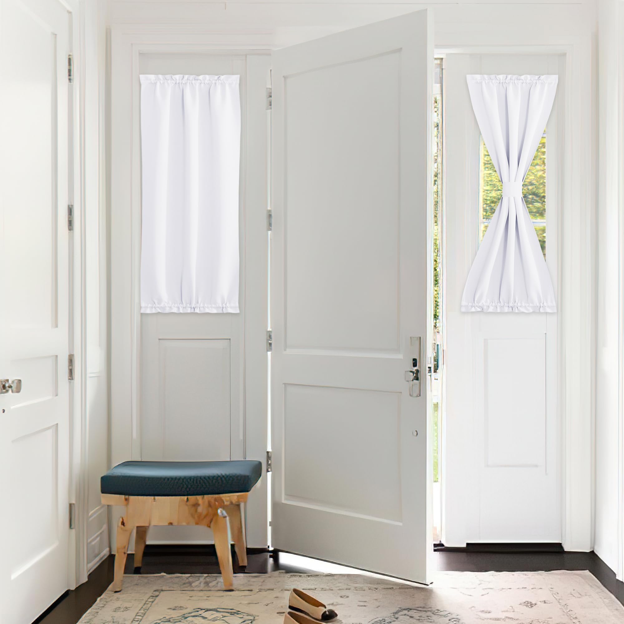 PONY DANCE Sidelight Curtains for Front Door - Privacy Door Window Curtains Thermal Insulate Covering for Patio Door Glass Door 