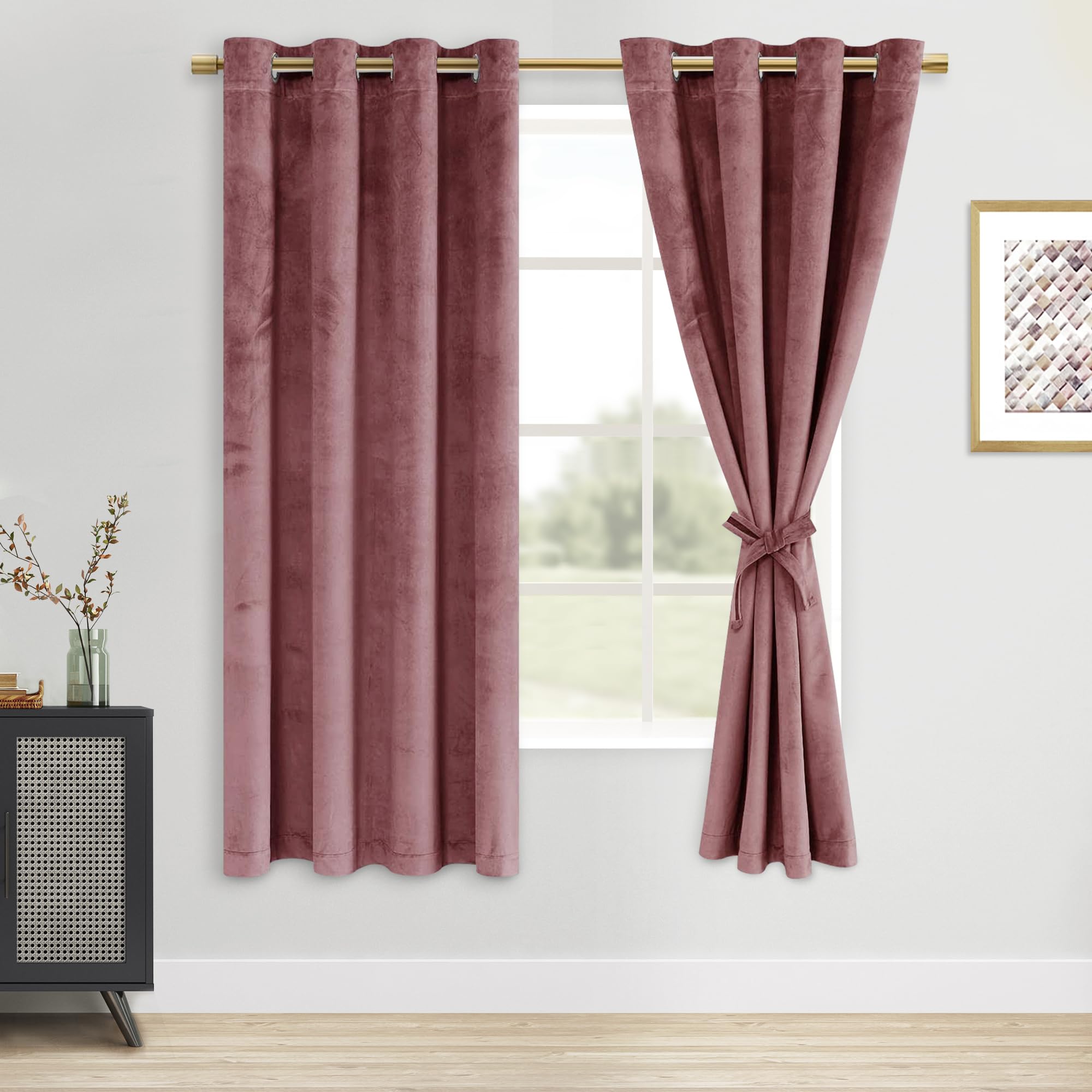 Dwcn Velvet Blackout Curtain Panels - Grommet Top Thermal Insulated Bundleable Window Treatment Set Home Decor Modern Curtains F