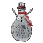 Metal Snowman Christmas Countdown Advent Calendar, Rustic Snowman Snowflake 24 Days Countdown to Christmas Snowman Table Top Wal