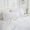 VHC Brands 100% Cotton Waffle Weave White Queen Size Sham Set of 2 20x30, Decorative Throw Pillow Covers/Shams, Boho Farmhouse B