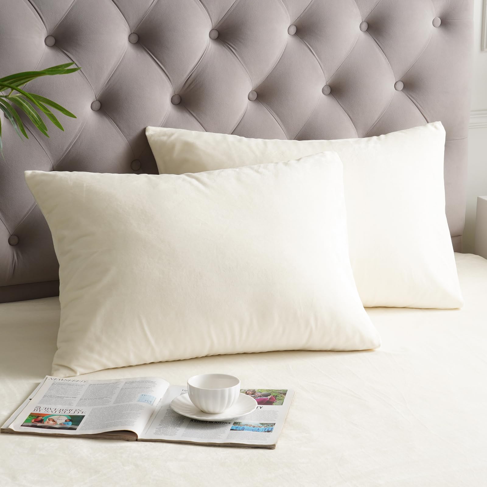 Phf Super Soft Velvet Pillowcases Standard Size, No Insert, 2 Pack Luxury Cozy Warm Pillow Shams Covers With Envelope Closure, 2