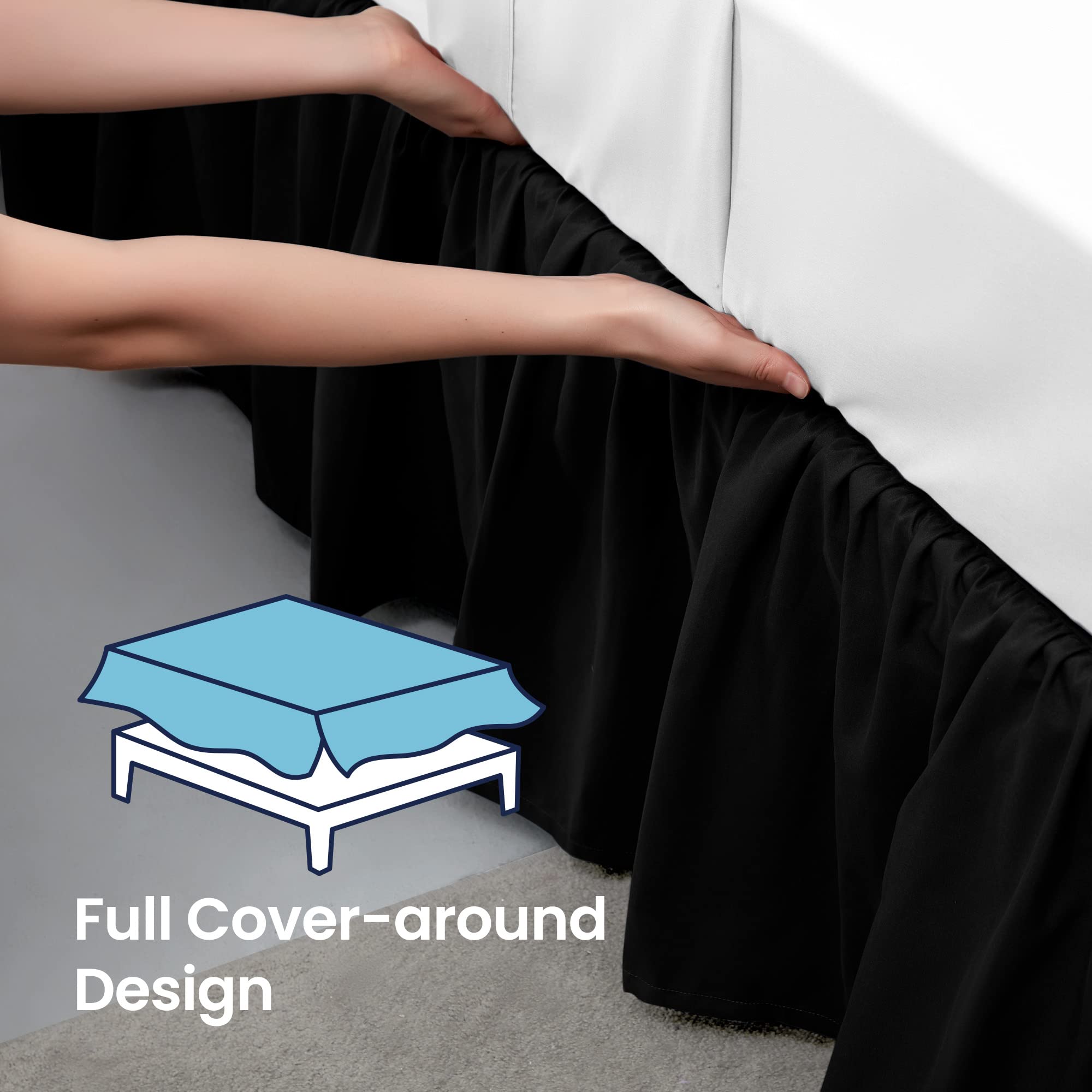 Sleep Zone Ruffled Bed Skirts Twin Size, Anti-Static Bedskirt Dust Ruffles With 15 Inches Tailored Drop, Easy Fit, Fade Resistan