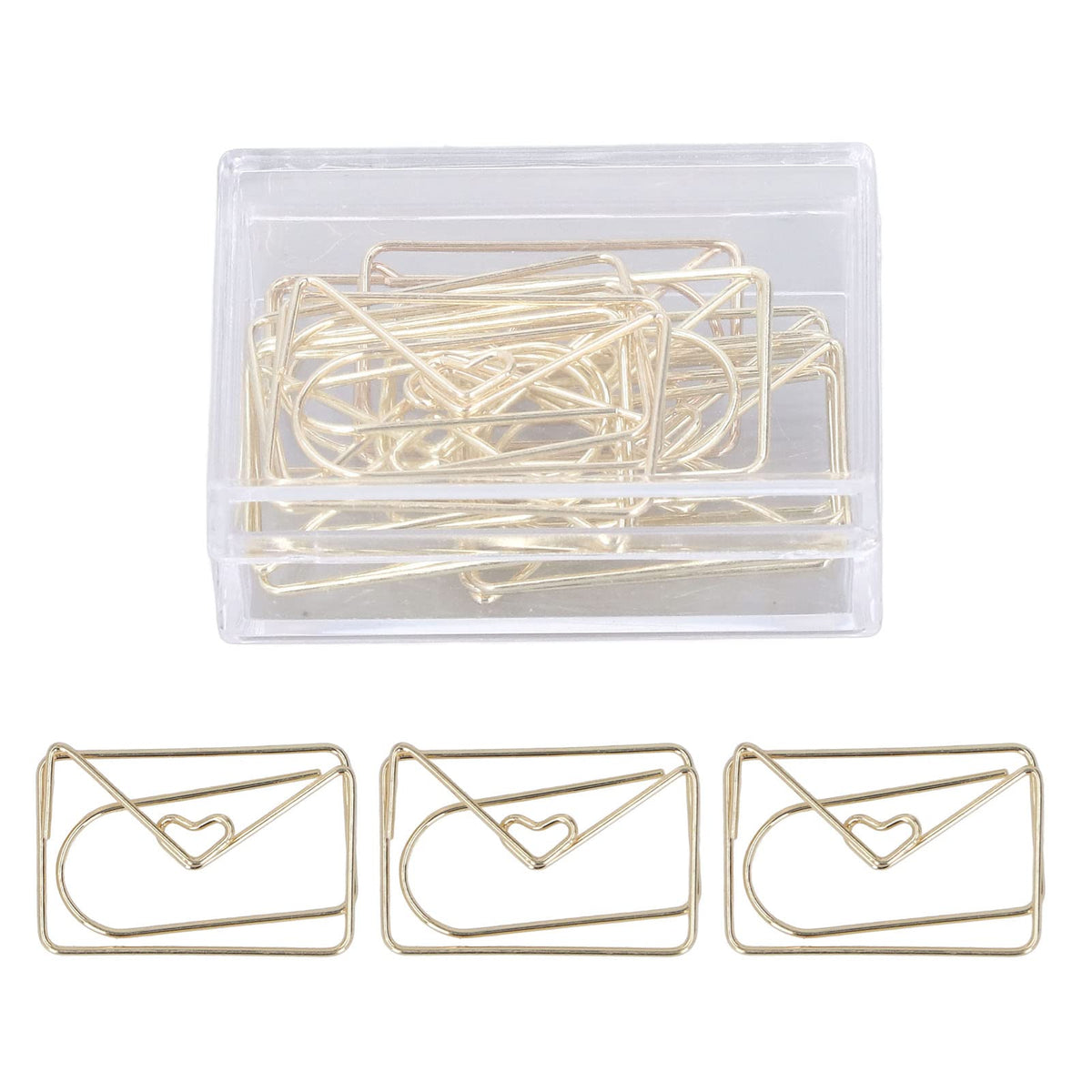 Pssopp 100Pcs Golden Cute Small Paperclips, Crown Envelope Shape Paperclips Small Paper Clips For Office School Wedding Party In