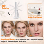Fascinate Trifold Vanity Mirror With Lights, Lighted Makeup Mirror 2X/3X Magnification, 21 Led Touch Dimming, Dual Power 180 Rot