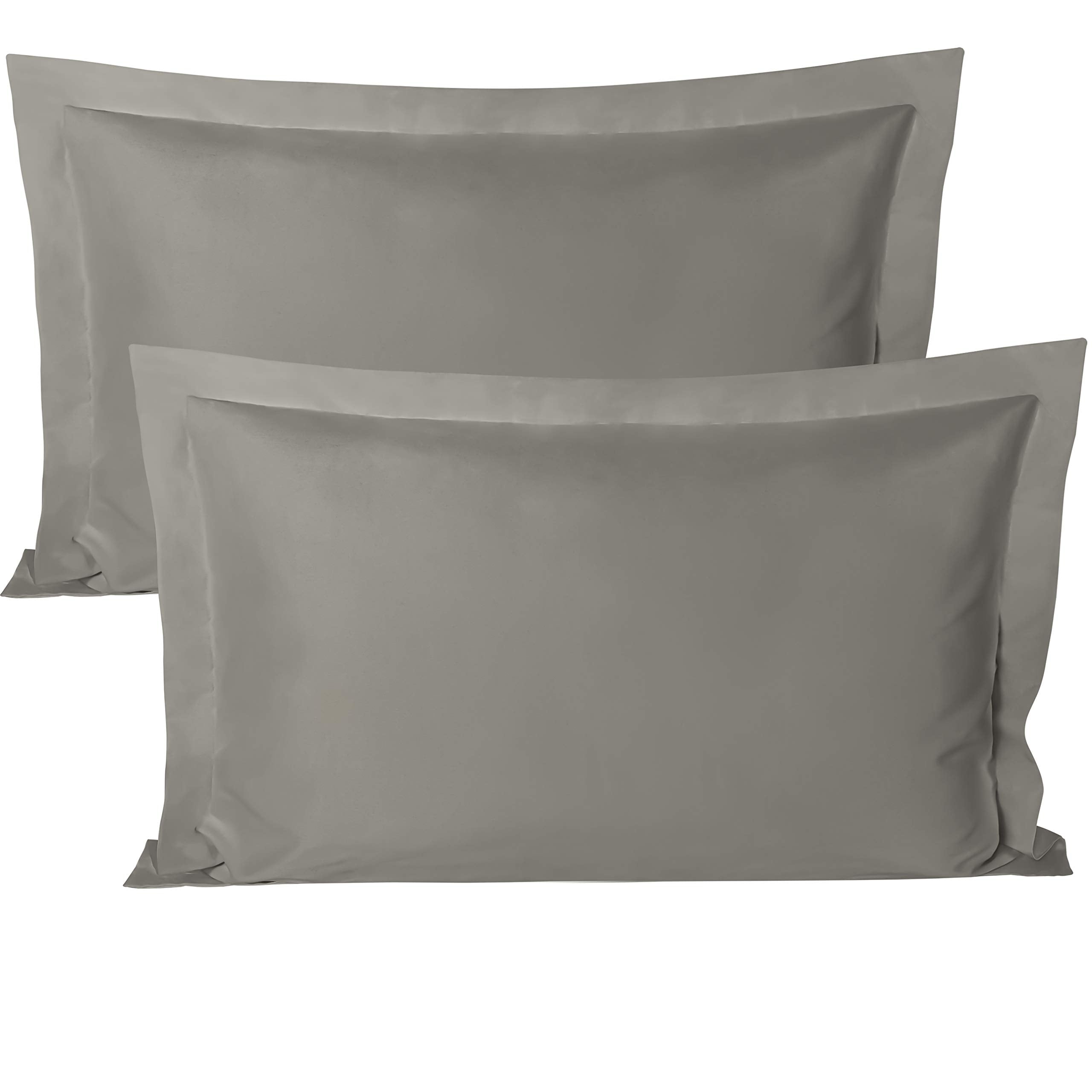 BEDSUM 100% Brushed Microfiber Queen Pillow Shams Set of 2, Super Soft and Cozy, Wrinkle, Fade, Stain Resistant 20x30 Oxford Pil