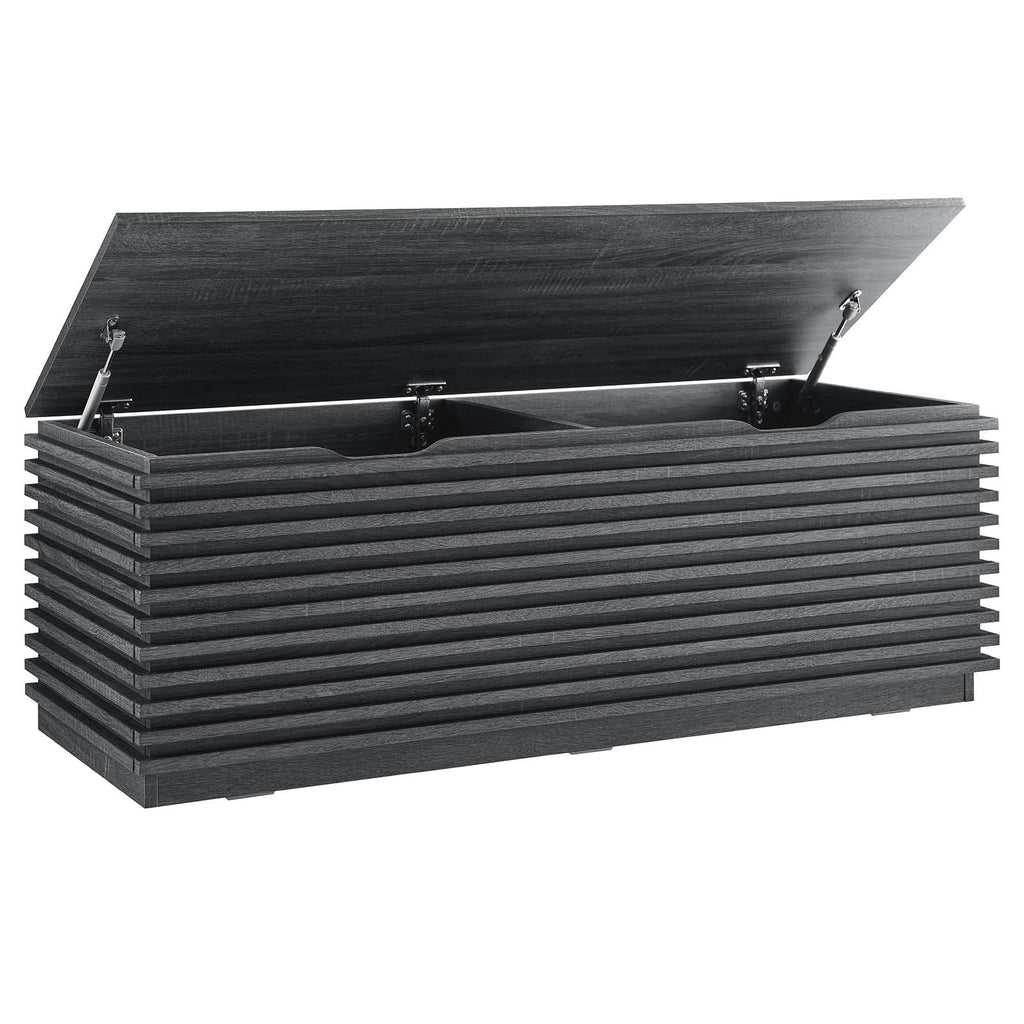 Modway Render 47&Quot; Wood Grain Storage Bench In Charcoal