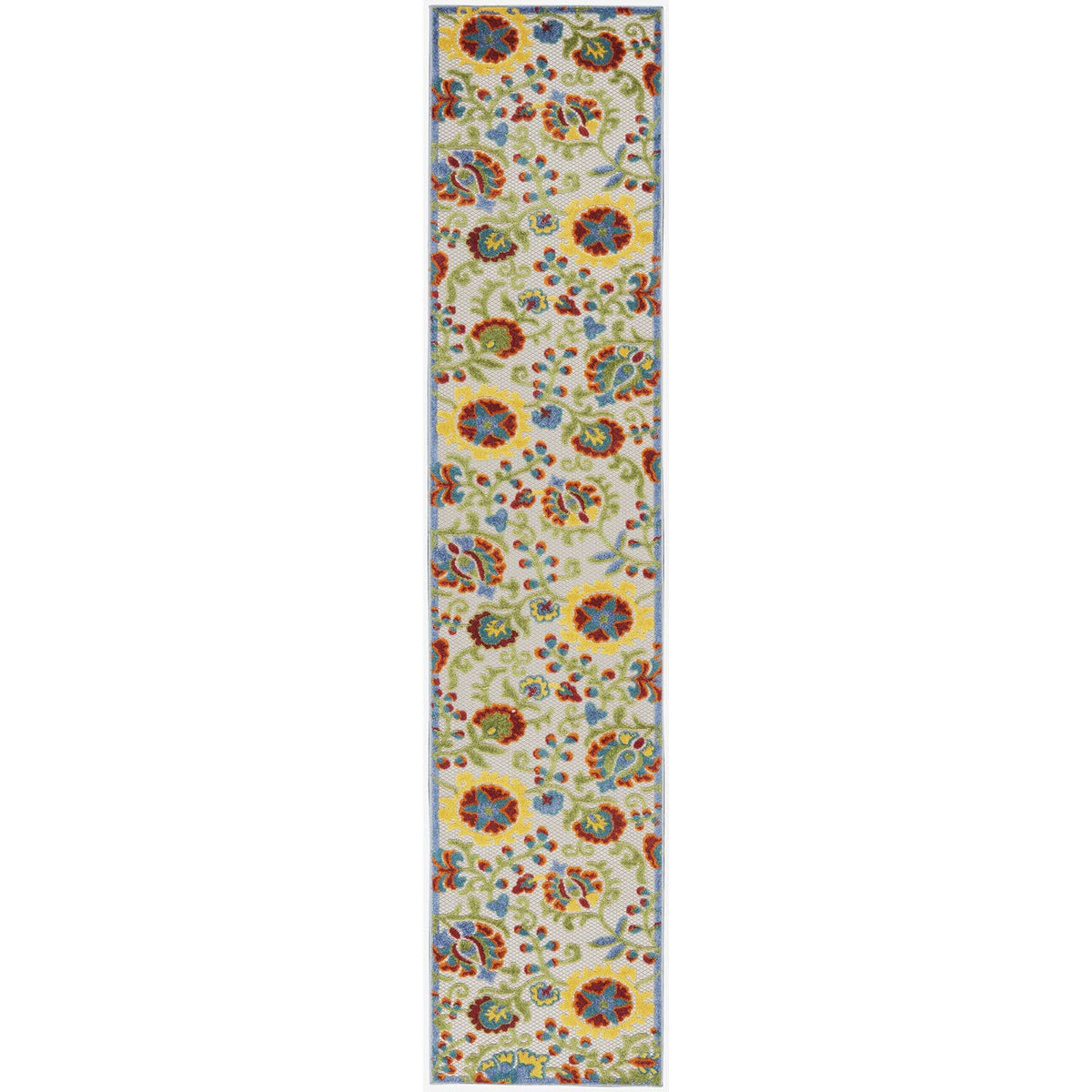 Nourison Aloha Indoor/Outdoor Ivory/Multi 2'3' X 10' Area Rug, Easy Cleaning, Non Shedding, Bed Room, Living Room, Dining Room,