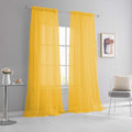 KEQIAOSUOCAI Gold Yellow Sheer Curtains 108 Inches Long Bedroom Extra Long Dark Yellow Sheer Voile Rod Pocket Drapes Panels for 