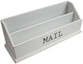 Rustic Wooden Office Desk Organizer & Mail Rack With Distressed Wood Finish 12' X 4' X 5' (White)