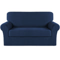 Turquoize Stretch Sofa Slipcover 2 Pieces Sofa Cover Couch Cover For 2 Cushion Couch Washable Furniture Protector Covers With Elastic Bottom Feature Thick Jacquard Fabric (Loveseat, Navy)