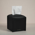 OLETHA Square Tissue Box Cover, Set of 2 - Aesthetic Tissues Cube Boxes Holder - Desk Decor for Room, Home & Office - Black