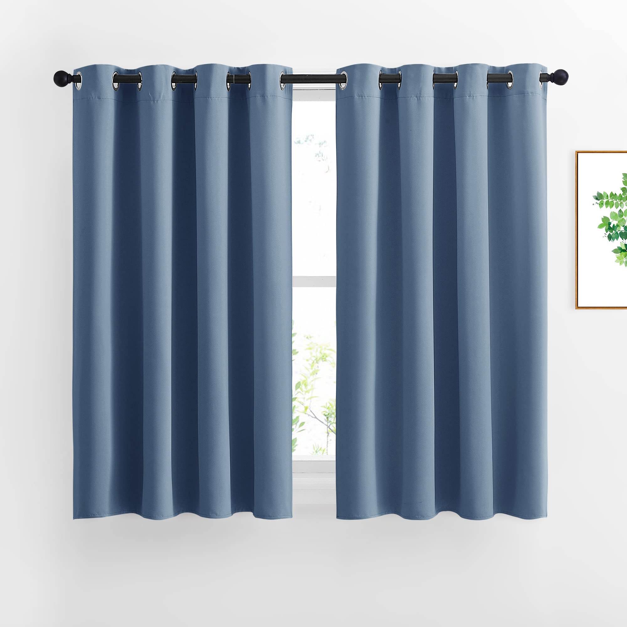 Nicetown Short Window Curtains 45' L For Kitchen - Grommet Sunlight Reducing Solid Vertical Curtains And Drapes For Cafe & Home