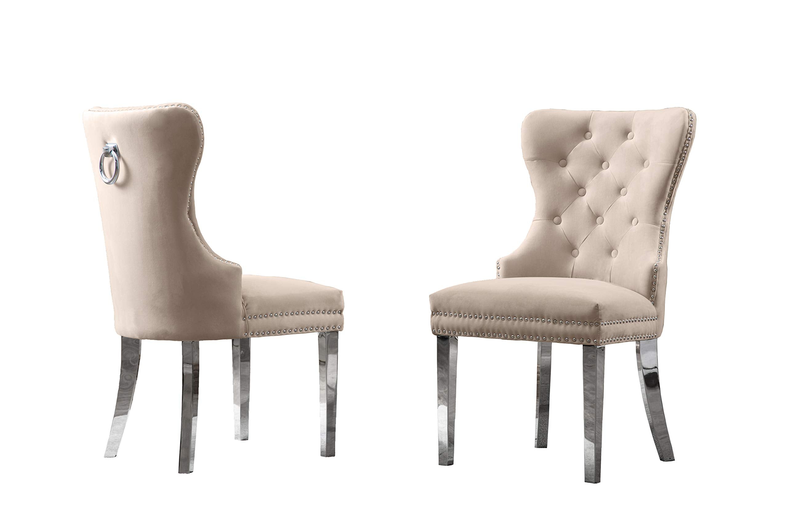 Best Quality Furniture 5Pc Dining Set (1 Table + 4 Chairs), White, Cream