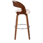 HomeRoots Cream Faux Leather Modern Walnut Wooden Bar Stool